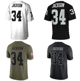 Stitched football Jerseys 34 Bo Jackson Men Women Youth S-3X grey black white jersey