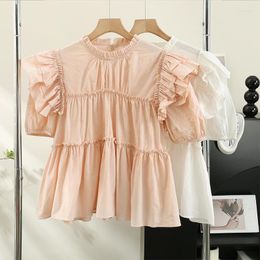 Women's Blouses Chic Blusas De Mujer Ruffles Puff-sleeve Blouse For Women Folds Peplum French Style Sweet Summer Dropship