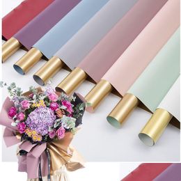 Gift Wrap Flower Paper Doublesided Color Painting Florist Bouquet Decoration Valentine Day Drop Delivery Home Garden Festive Party S Dhwtt