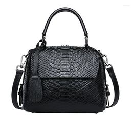 Evening Bags Famous Snake Pattern Genuine Leather Handbag First Layer Cowhide Female All-match Tote Bag Shoulder Messenger Women