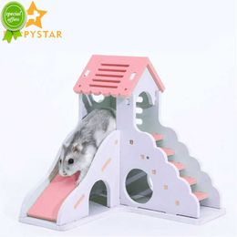 New Solid Wood Slide Stairs Hamster House Rat Cage Washable Guinea Pig House Toy Hamster Play Games Rat Houses Pet Products ZG0010