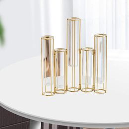 Vases Hinged Flower Vase Test Tube With Metal Stand Plant Glass For Wedding Kitchen Indoor Home Decor