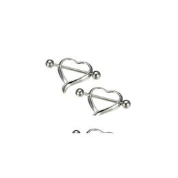 Other Modrsa 2Pcs/Lot Heart Nipple Shield Piercing Rings Stainless Steel Barbell Ring Body Jewellery For Women Drop Delivery Dhsdj