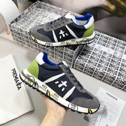 PA Steven Genuine Training Shoes Men Top Layer Leather Cowskin Mick Lander Running Shoe Black Grey Blue Brown Trainers Walking Fitness Sports Sneakers