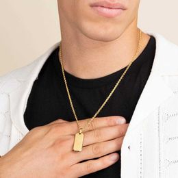 18k Gold Plated Military Pendant Necklace Stainless Steel Men Jewelry