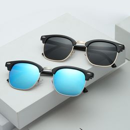 Polarised Sunglasses for Men and Women Semi-Rimless Frame Colour film Driving Sun glasses UV Blocking