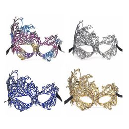 Party Masks Bronzing Lace Mask Sexy Colorf Half Face Wedding Woman Carnival Masquerade Drop Delivery Home Garden Festive Supplies Dhlgi