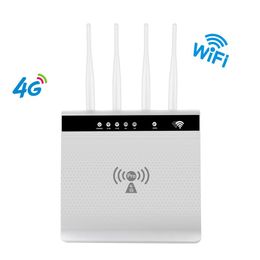 Routers 300Mbps Wifi Router Unlocked 4G LTE CPE SIM Card Wireless Router Modem Dual Power Supply with LAN Port Support up to 32 Devices