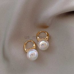 Stud Temperament Women Colourful Mermaid Ji Pearl Ear Buckle Personality Women Stainless Steel Gold Earrings Fashion Jewellery J230529