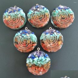 Pendant Necklaces Natural Stone Orgonite Chakela Fashion Handmade Winding Wire Retro Reiki Healing Colorf Accessories 6Pc Drop Deliv Dh5E0