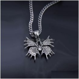 Pendant Necklaces Rock Hip Hop Metal Butterfly Spider Teeth For Men Women Animal Necklace Fashion Punk Halloween Party Jewellery Drop Dh1H6