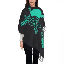 Scarves Roronoa Zoro One Pieces Jolly Roger Tassel Scarf Women Soft Skull Shawl Wrap Ladies Winter