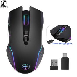 Mice SeenDa USBC Wireless Gaming Mouse LED RGB Backlit Mouse Rechargeable TypeC Mause for Macbook Laptop Computer PC Gamer