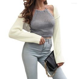 Women's T Shirts Women Crop Tops Open Front Bolero Shrug Spring Autumn Clothing 2023 Fashion Long Sleeve Solid Color Ribbed Knit Cropped