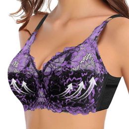 Bras Plus Size Sexy Embroidery Push Lace Bralette Top C D Cup Bra Women's Intimate P230529