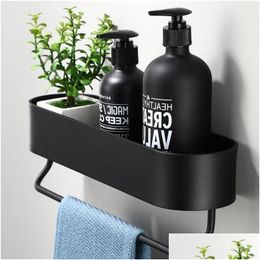 Bathroom Shelves Space Aluminum Black Shees Kitchen Wall Shelf Shower Storage Rack Towel Bar Accessories 3050 Cm Length Drop Deliver Dhcgx