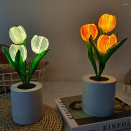 Night Lights Creative Tulip LED Table Lamp Rose Flower Christmas Tree Home Bonsai Decoration Bedroom Ga B0A4