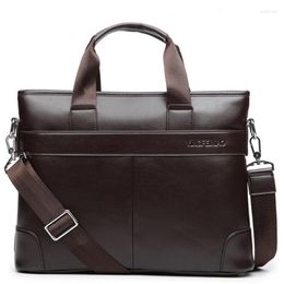 Briefcases Men's Business Office Briefcase Brand PU Leather Handbag Male Computer Laptop Bag Large Solid Messenger Casual Man Tote 2023