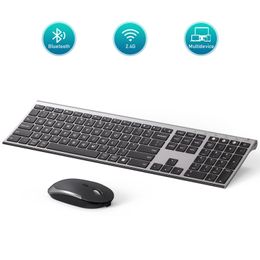 Combos Jelly Comb Rechargeable Wireless Bluetooth Keyboard and Mouse Combo DualMode Keyboard and Mouse for Windows Android Mac iOS OS