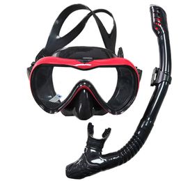 Diving Masks Professional Scuba Diving Mask Silicone Mask Snorkel Anti-fog Wide Vision Snorkel Full Breath Tube Underwater Swimming Goggles 230526