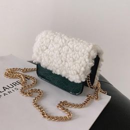 Evening Bags Winter Ladies Mini Pu Shoulder Bag Felt Stitching Small Square Fashion Casual Lady Chain Messenger Magnetic Buckle