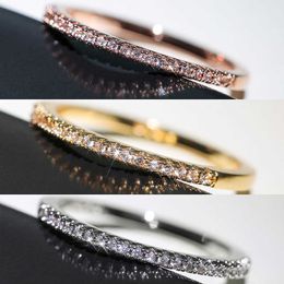 Band Rings Huitan 3 Colors Simple Band Women Rings Shiny Cubic Zirconia Delicate Anniversary Gift Girl Accessories Hot Sale Fashion Jewelry AA230529