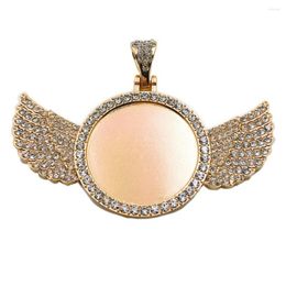 Pendant Necklaces Diamond Charm Dainty Necklace For Jewellery Making Round With Wing Steel/Gold/Rose Gold