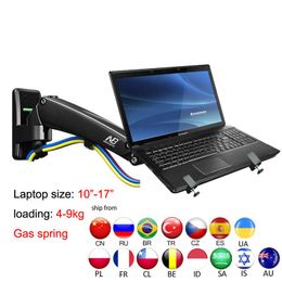 Stand F200LP 49kg full motion Gas spring arm adjustable 10"17" laptop wall mount stand foldable portable Aluminium mounted in wall