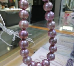 Chains Natural Charming 10-13mm Sea Genuine Purple Round Pearl Neckalces For Women Necklaces 888