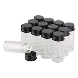 Storage Bottles 12 Pieces 30ml Glass Jar Vials Terrarium With Black Aluminum Lids 30 70mm For Wedding Favors Gift DIY Crafts