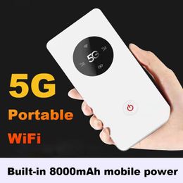 Routers 5G Wifi Portable 5G Mifi Router Wireless Portable Pocket Wifi Mobile Hotspot BuiltIn 8000Mah For Car Wifi Router Power
