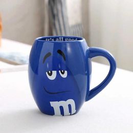 600mL m&m Beans Coffee Mugs Tea Cups and Mugs Cartoon Cute Expression Mark Large Capacity Drinkware