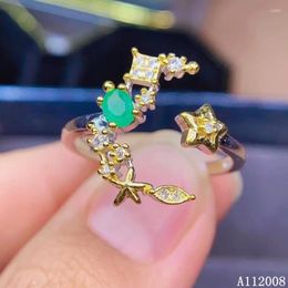 Cluster Rings KJJEAXCMY Fine Jewellery 925 Sterling Silver Inlaid Natural Emerald Ring Female Gemstone Classic Support Test