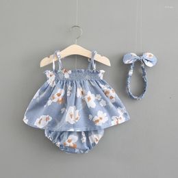 Clothing Sets 2023 Baby Summer Princess Skirt Girl Dress Suspender Printed Top Pants Beach Party Clothes