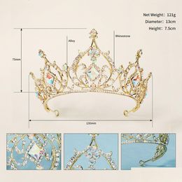 Headpieces Ts0090 Bridal Crown Colorf Ab Crystal Birthday Wedding Headwear Alloy Rhinestone Headband Drop Delivery Party Events Acces Dhqmi