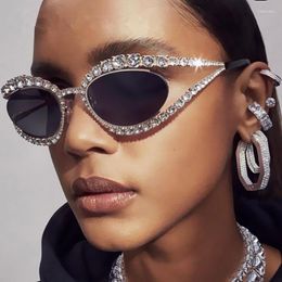 Sunglasses Y2k Fashion Luxury Vintage Diamond-Studded Openwork 2023 Aesthetic Rimless Steam Punk Shades Designer Glasses