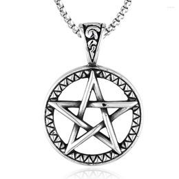 Pendant Necklaces Stainless Steel Powerful Pentacle Pentagram For Men Traditional Of Solomon Neck Punk Jewelry