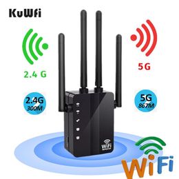 Routers KuWFi 300/1200Mbps Wireless WiFi Repeater Wifi Extender Dual Band AP Router WiFi Amplifier Long Range Signal Booster