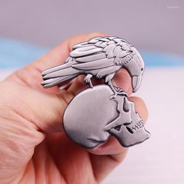 Brooches Embossed Raven Skull Enamel Pin Halloween Horror Badges Accessories Jewelry Gifts