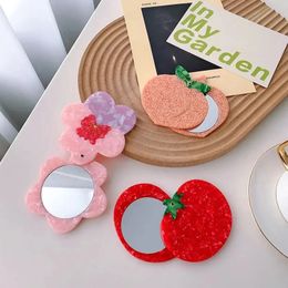 Korean Creative Design Fashion Acetate Rabbit Cat Paw Prints Were Fruit Handle Cosmetic Colorful High Quality Daily Use Mirror