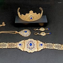 Necklace Earrings Set Algeria Wedding Jewelry Bridal Waist Chain Crystal Brooch Women Crown Fashion Accessories Sets