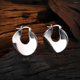 Stud Earrings Original Minimalist S925 Sterling Silver Hoop Glossy U-shaped Wave Piercing Ear Fine Jewelry Women Accessories