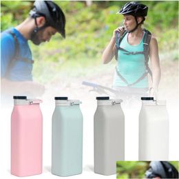 Water Bottles Collapsible Sile Milk Bottle 600Ml Folding Cup Outdoor Portable Large Capacity Drinking Drop Delivery Home Garden Kitc Dheb5