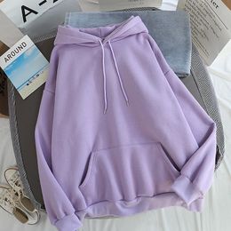 Men's Hoodies & Sweatshirts Solid Oversized Women Clothing Polyester Blouses Bottoming Long Sleeve Tops Loose Pocket Sweatshirt Girl Casual