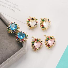 Stud Earrings BUY Fashion Gold Colour Cute Heart For Elegant Women Wedding Jewellery Luxury Cubic Zirconia Earring Bijoux
