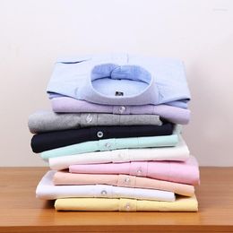Men's Casual Shirts 2023 Men's Oxford Long-sleeved Youth White Shirt Korean Student Preppy Style Slim Man's Cotton Undergarment