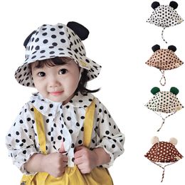 Baby Bucket Cap Kids Fisher Hats Polka Dot Ears Wide Brim Fisherman Hat Girls Summer Beach Caps Casual Sunscreen Breathable Basin Hat Child Fashion Accessories BC740