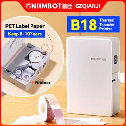 Printers Niimbot D11 B18 Mini Label Maker Transfer Label Sticker Printer with Ribbon for Mobile Phone Machine PET Papers Keep 810 Years