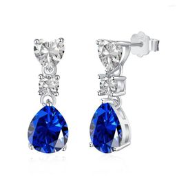 Stud Earrings WPB S925 Sterling Silver Women's Simulated Sapphire Drops Female Luxury Jewelry Girl's Holiday Gift Party