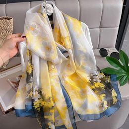 Scarves Silk Scarf Ladies Head Foulard Beach Stoles Women Large Hijab Fashion Print Summer Headband Shawl And Wraps Echarpe